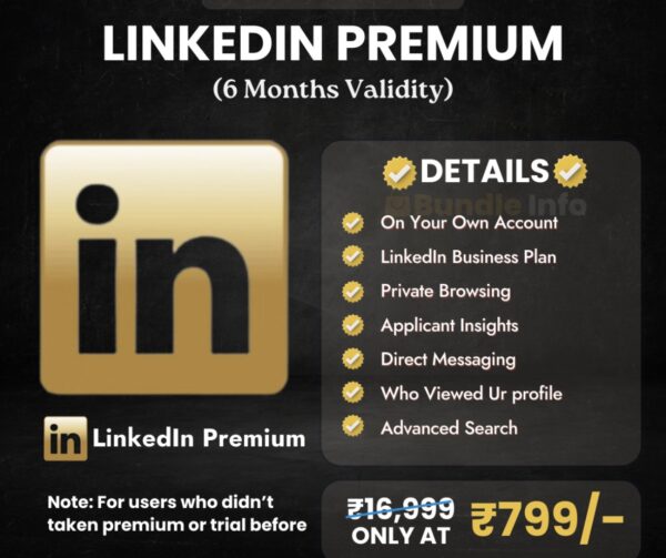 BUY LINKEDIN PREMIUM AVAILABLE for 6 Months at Rs. 799-